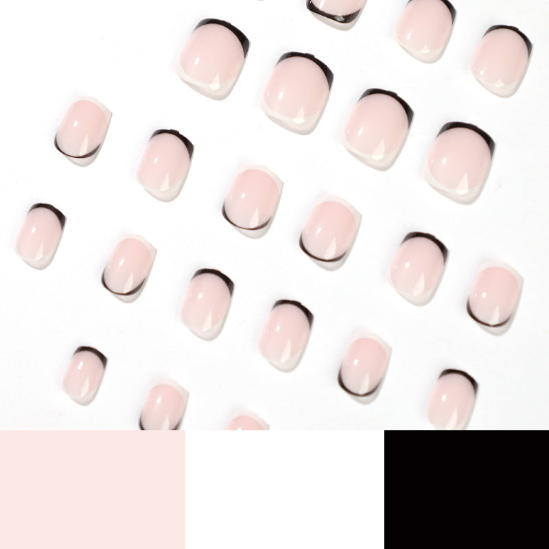 S3 Black French Short Square Nail