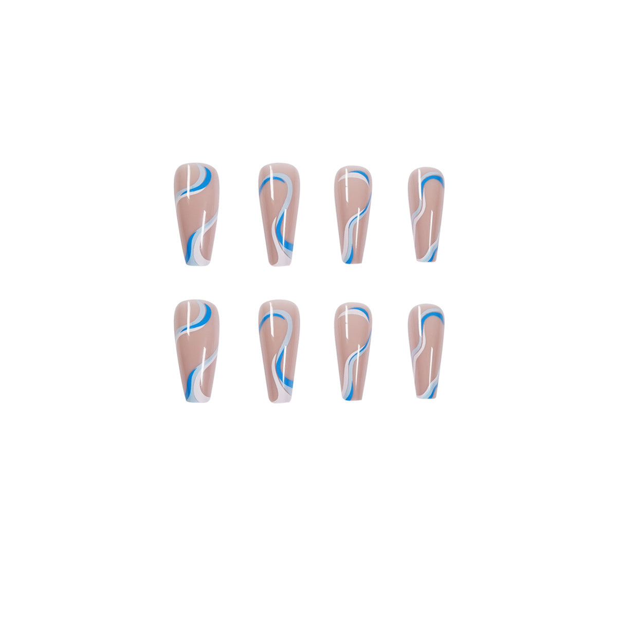 L1 Nude blue lines long nail