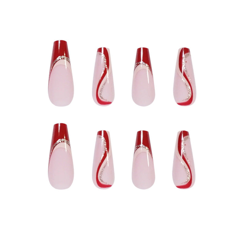 L9 Burgundy line French Long Nail