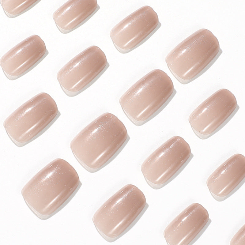 S63 Nude simple solid color short nails