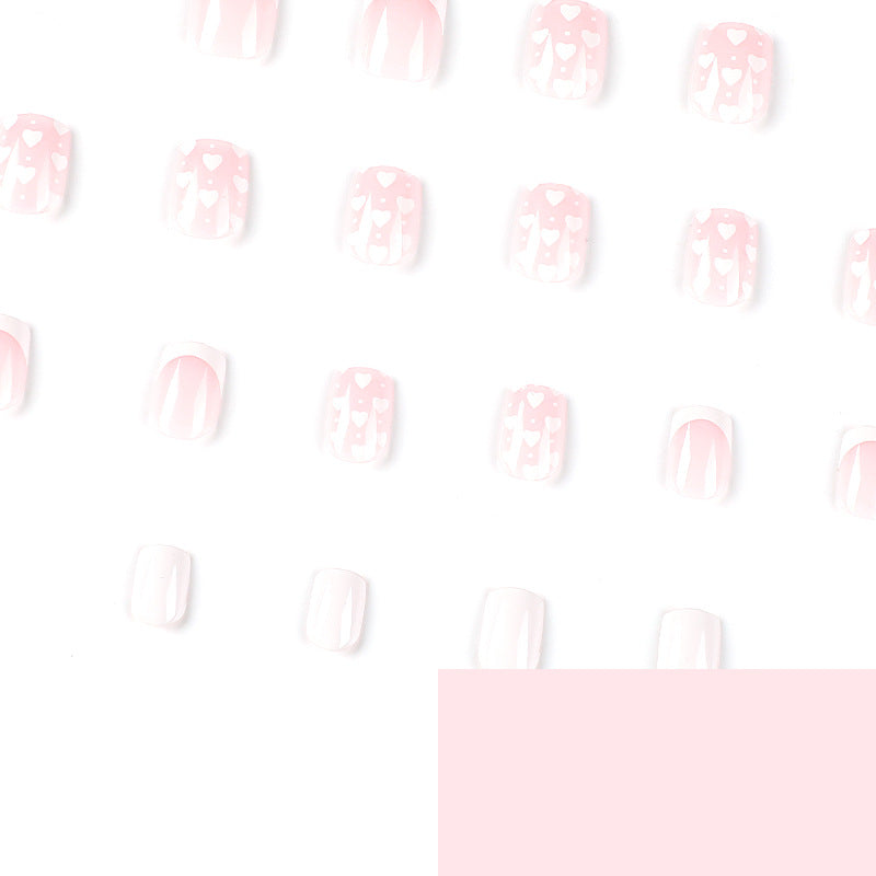 S65 White love French short nails