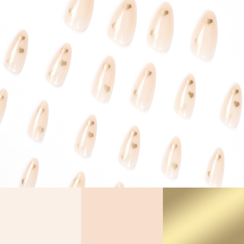M48 Nude Gold Heart medium nails