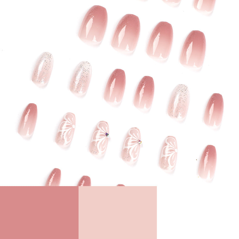 M58 Pink gradient butterfly medium nails