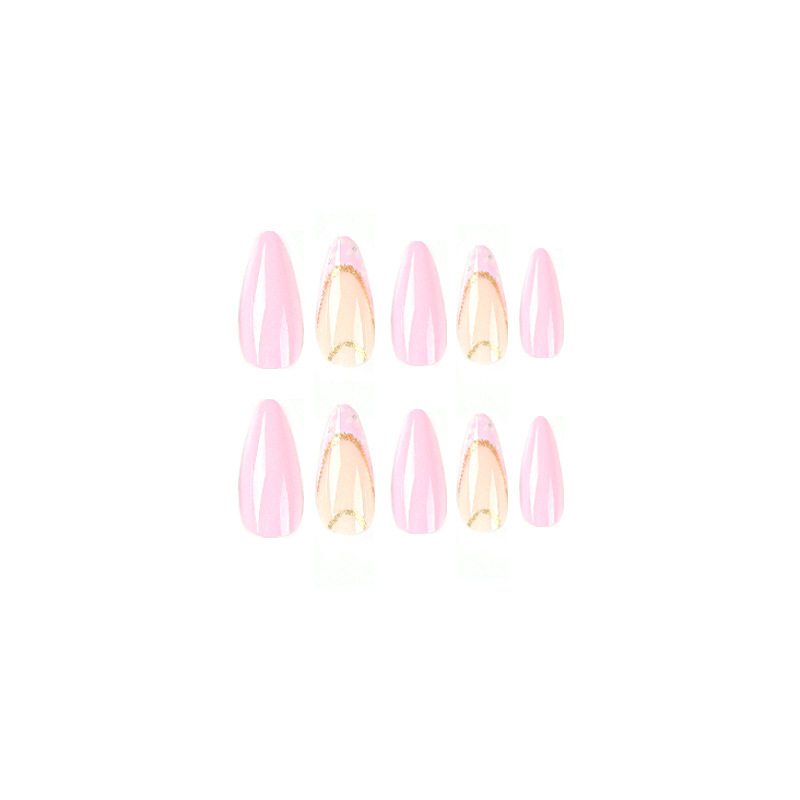 M104 Purple French white flowers almond medium nails