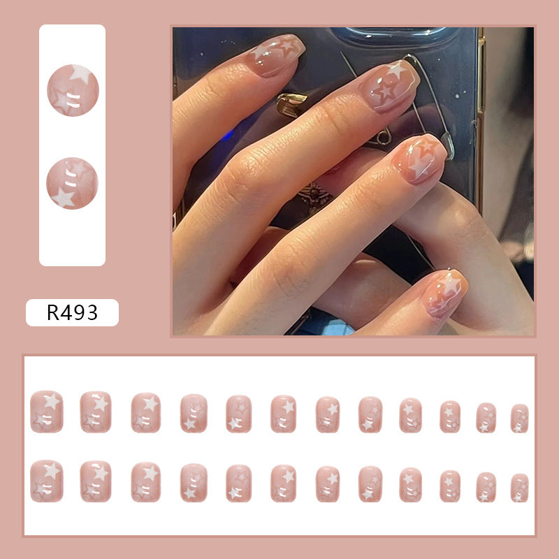 S19 Stars nude short nails