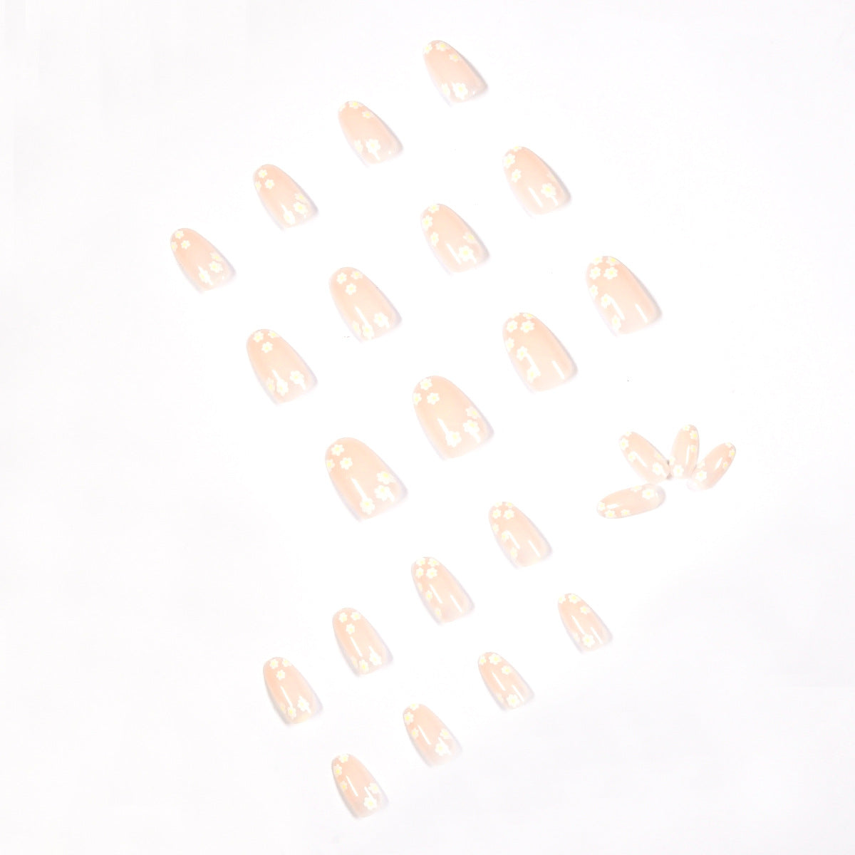 M16 Nude flower French Medium Nail