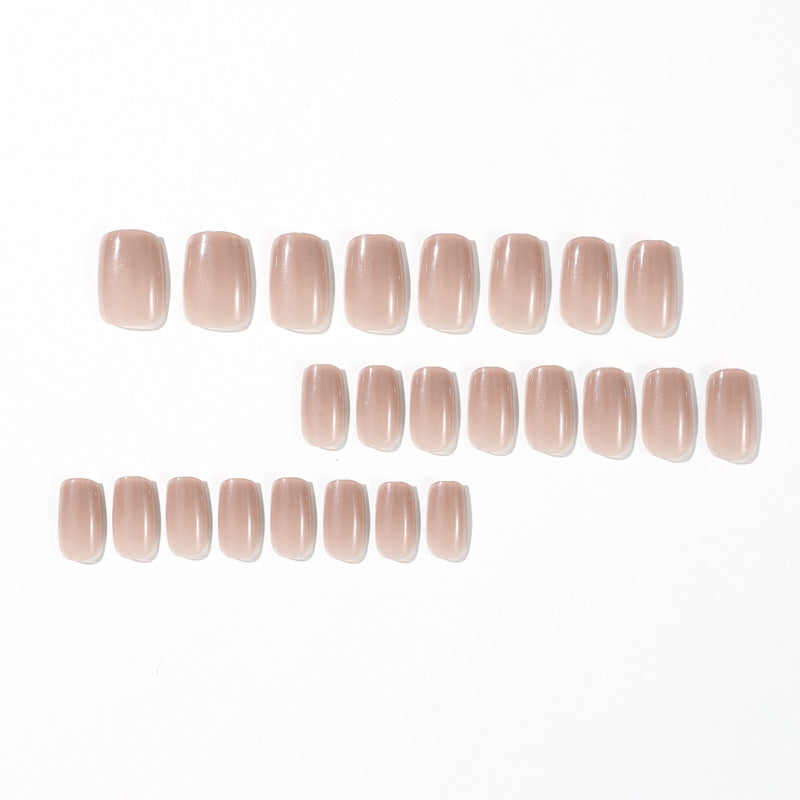 S63 Nude simple solid color short nails