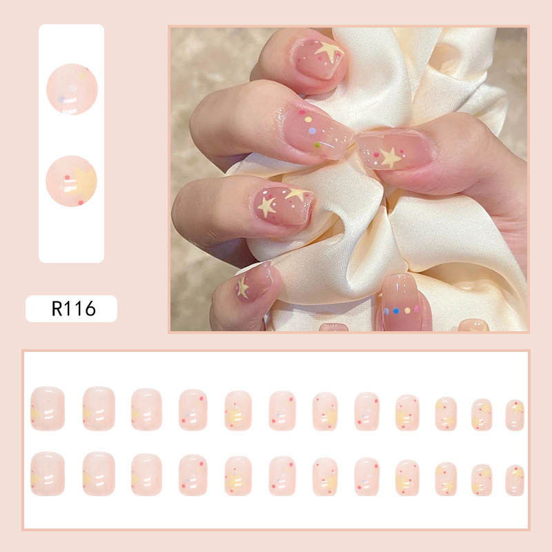 S20 Nude star dot square Short Nail