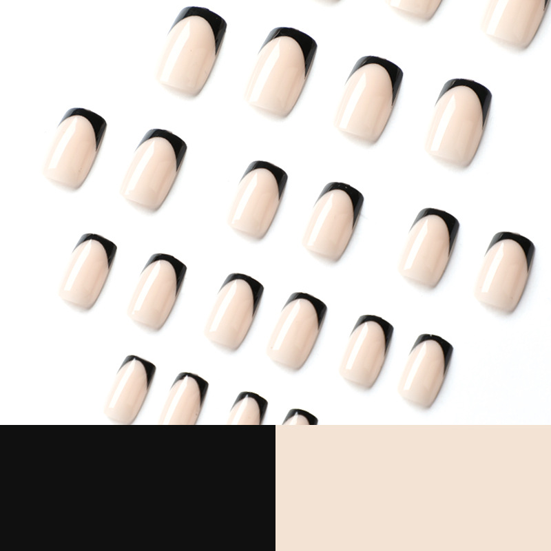 Black French Tip short nails