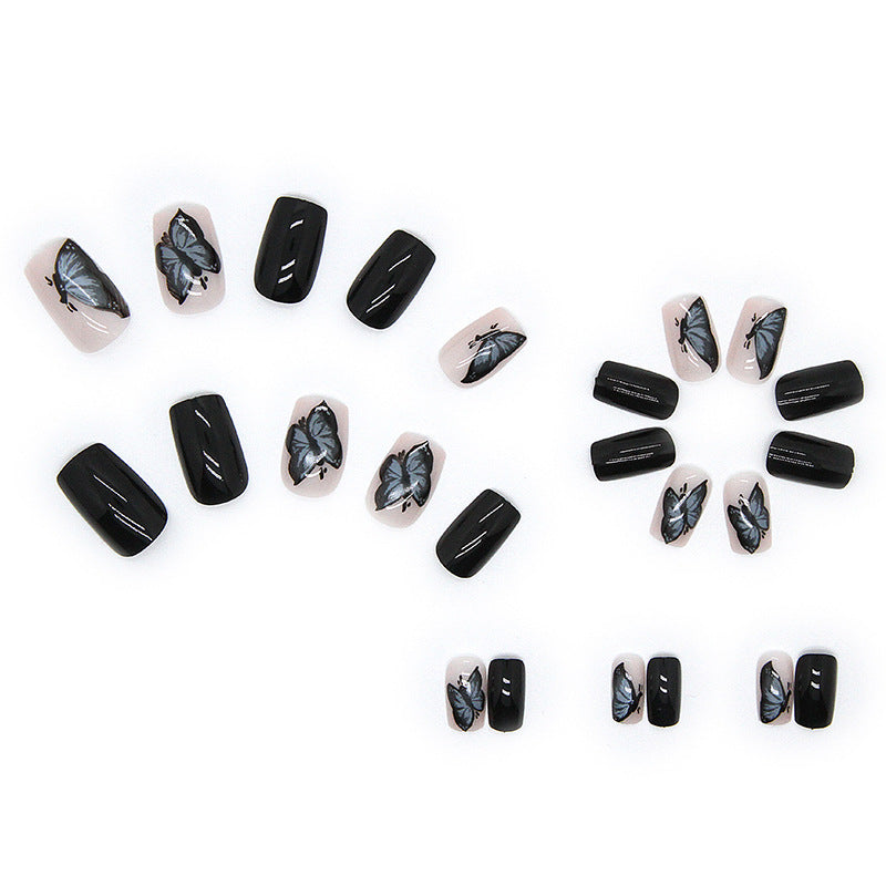 M81 Black Butterfly square medium nail