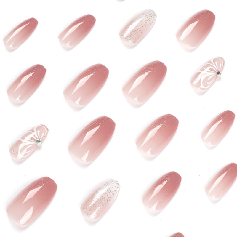 M58 Pink gradient butterfly medium nails