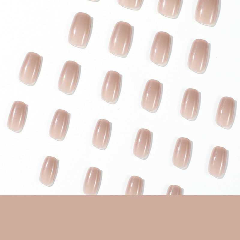 S63 Nude simple solid color short nails