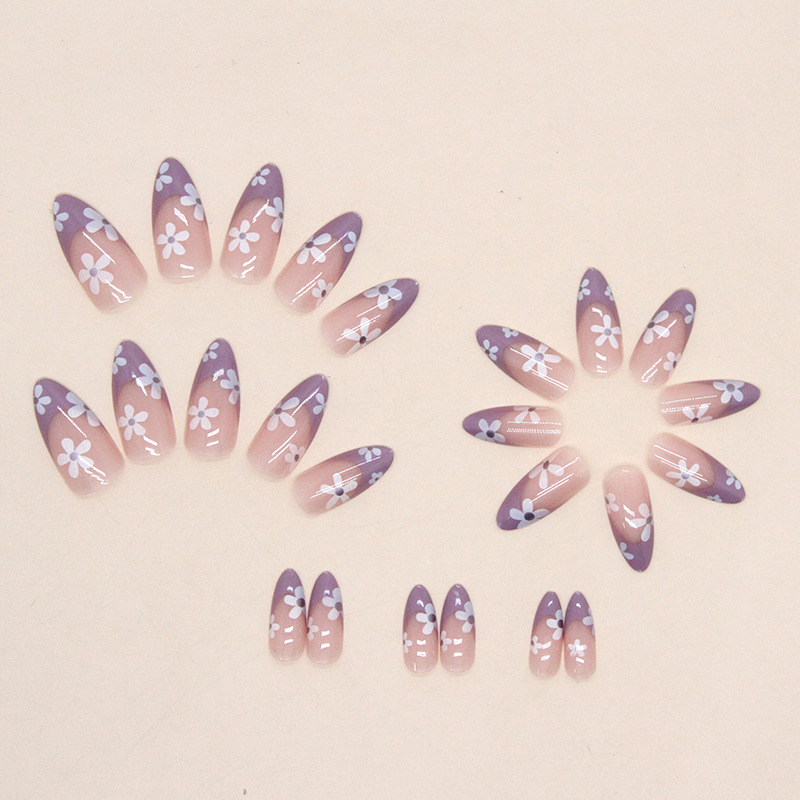 Purple Flower medium nails