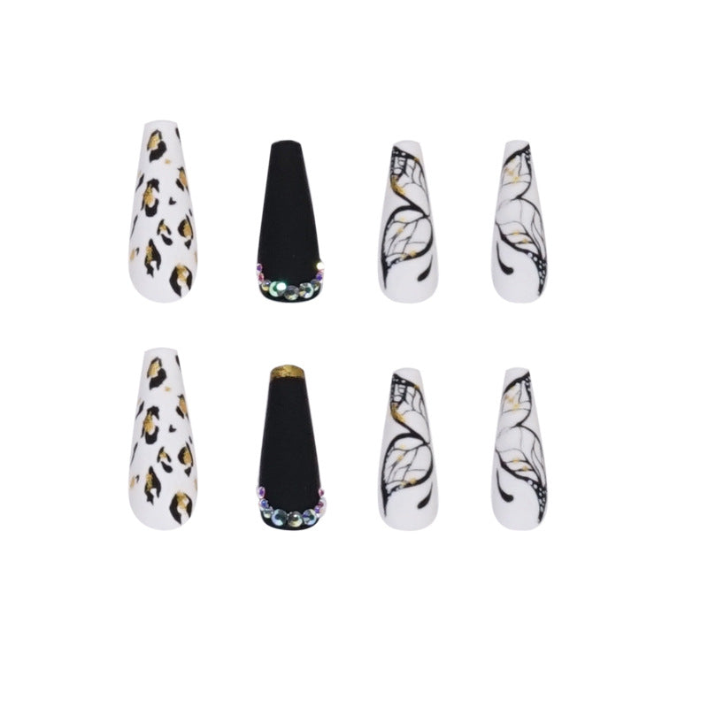 L8 Leopard print butterfly scrub Long Nail