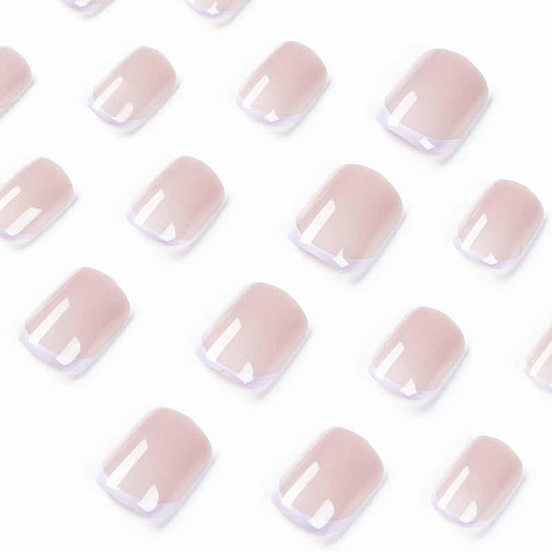 S17 Nude purple border French Short Nail