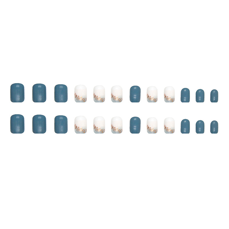 S27 Summer sea waves short nails