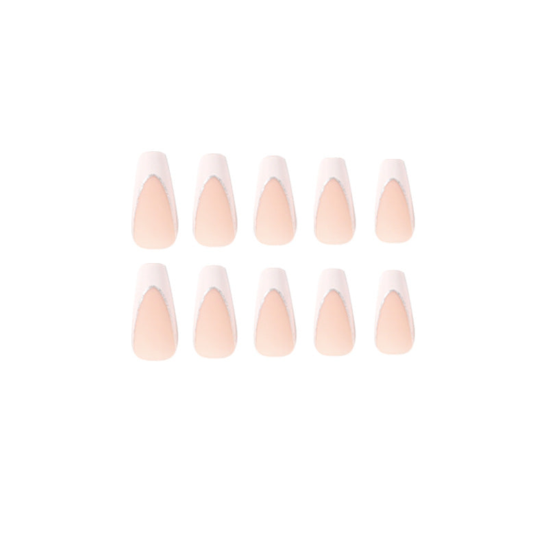 L25 White frosted high French long nails