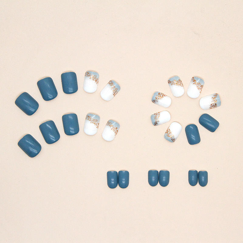 S27 Summer sea waves short nails