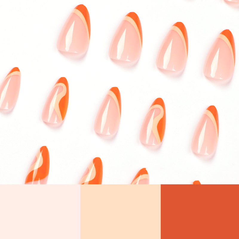 M73 Summer orange line French Medium nails