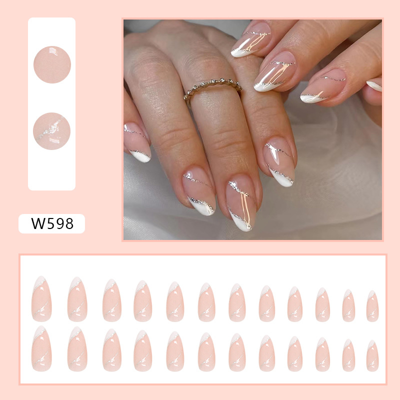 White Swrils Medium nails