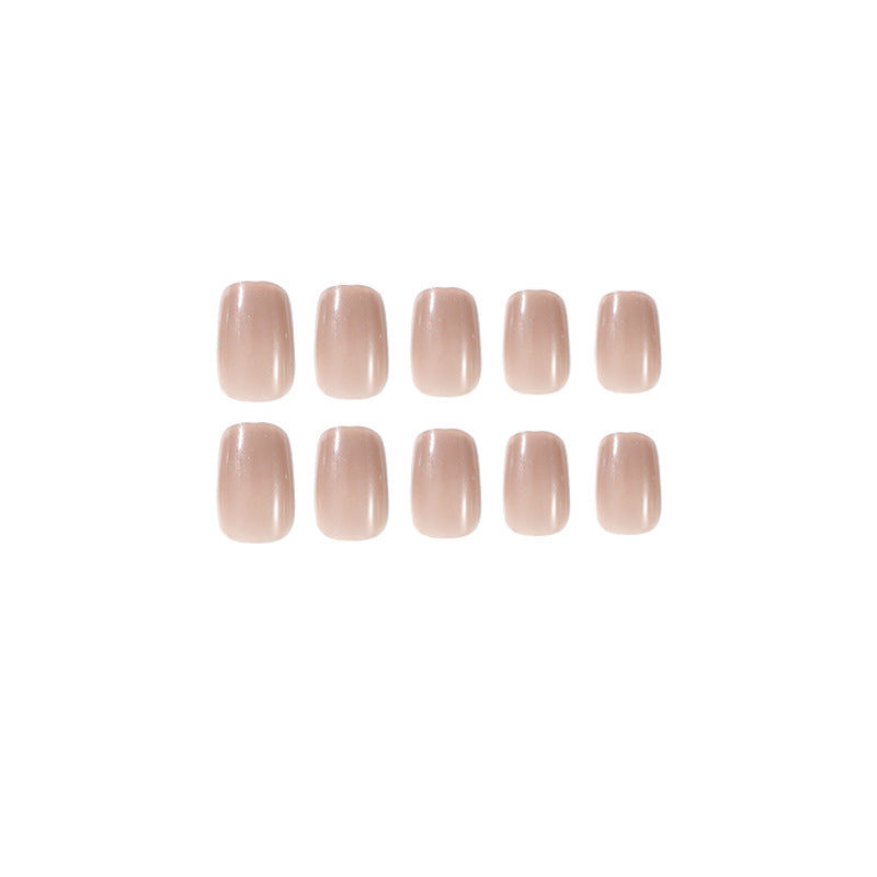 S63 Nude simple solid color short nails