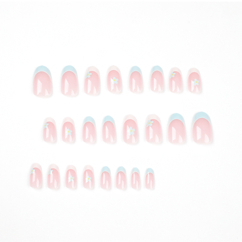 Baby Blue Flower Medium Nails