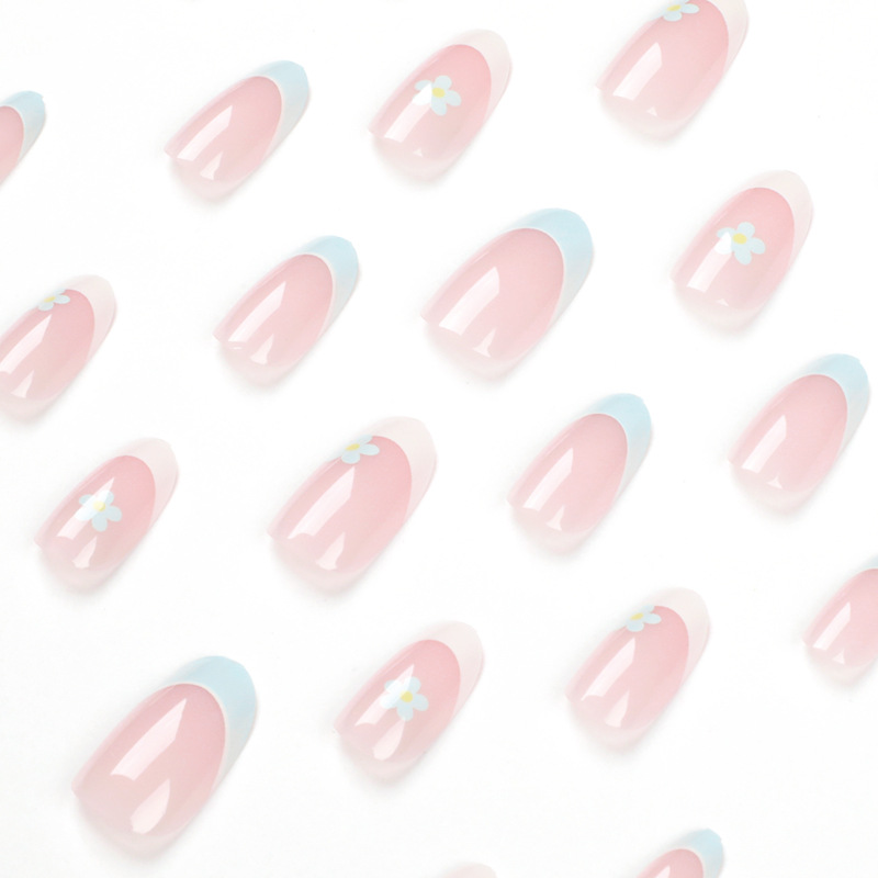 Baby Blue Flower Medium Nails