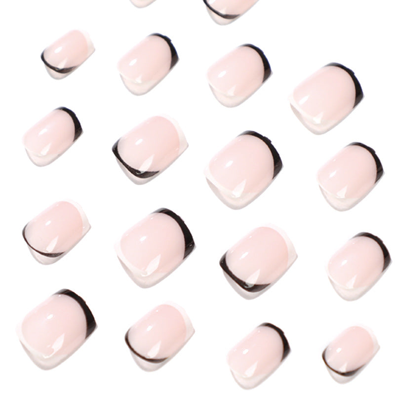 S3 Black French Short Square Nail