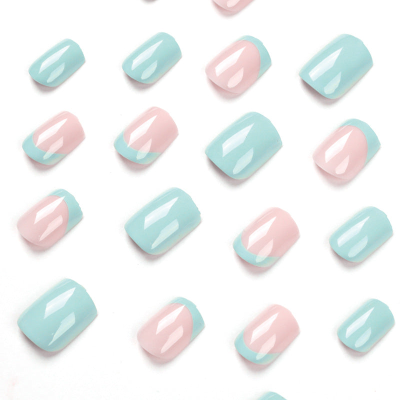 S4 Mint green French Short Nail