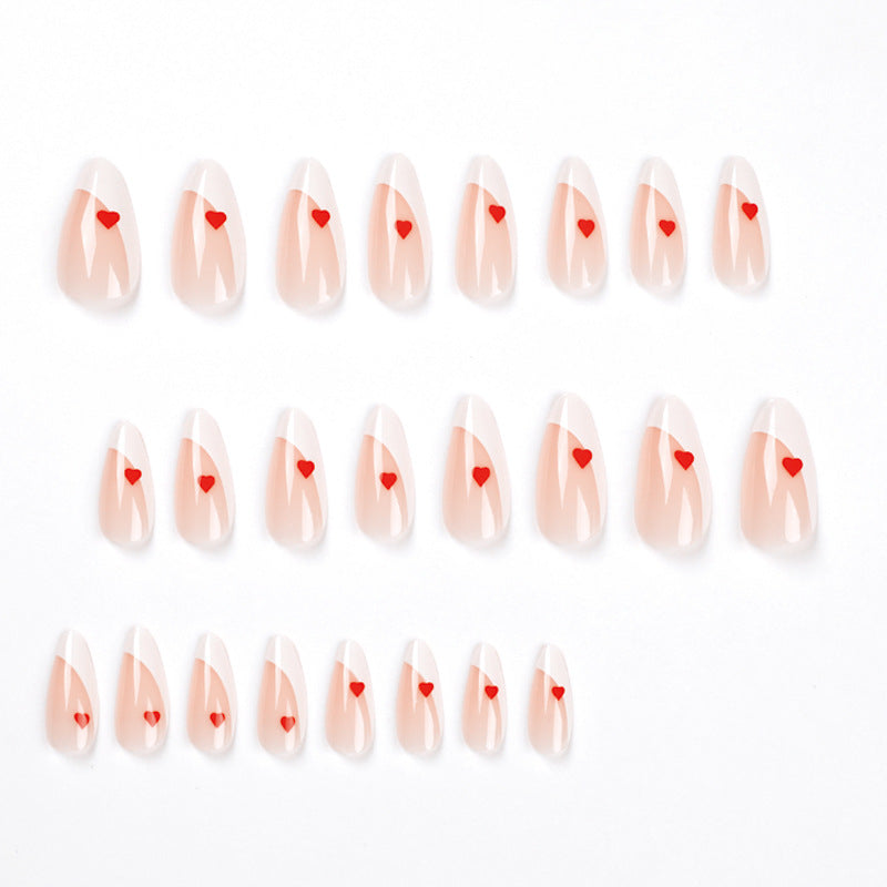 M20  Love Heart White French Medium Nail