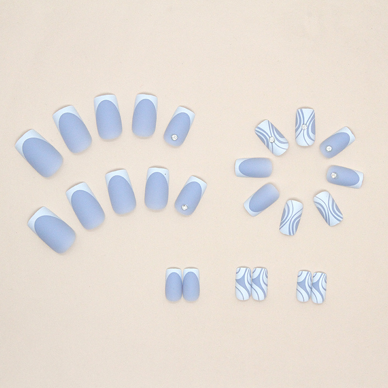 S54 Matt Babyblue French short nails