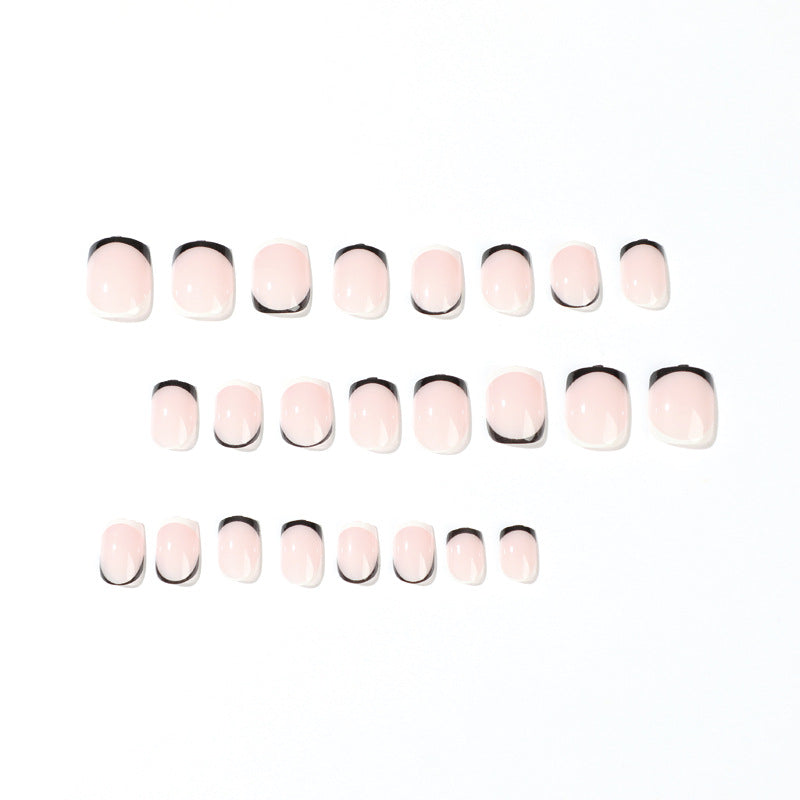 S3 Black French Short Square Nail