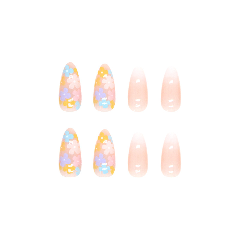 M34 Summer rainbow flower Medium Nails