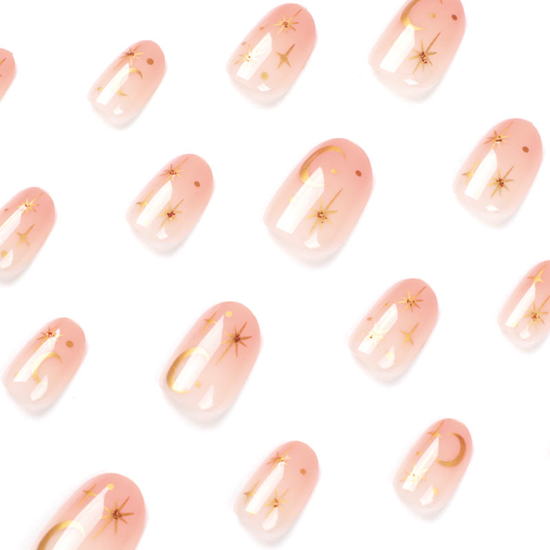 M53 Nude stars and moon medium nails