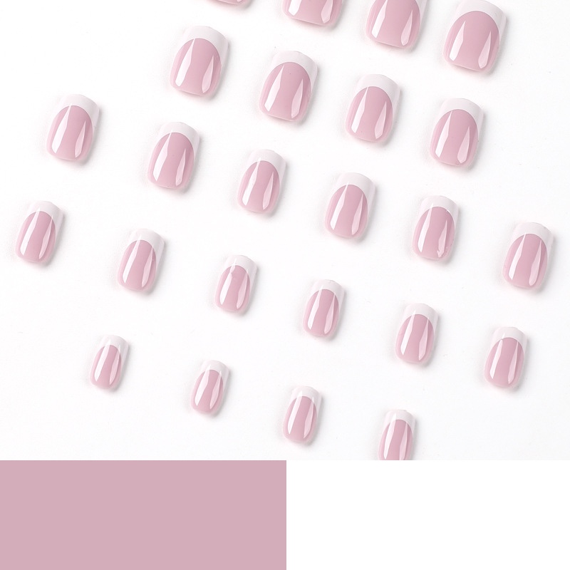 Classic square French Tip Short Nails