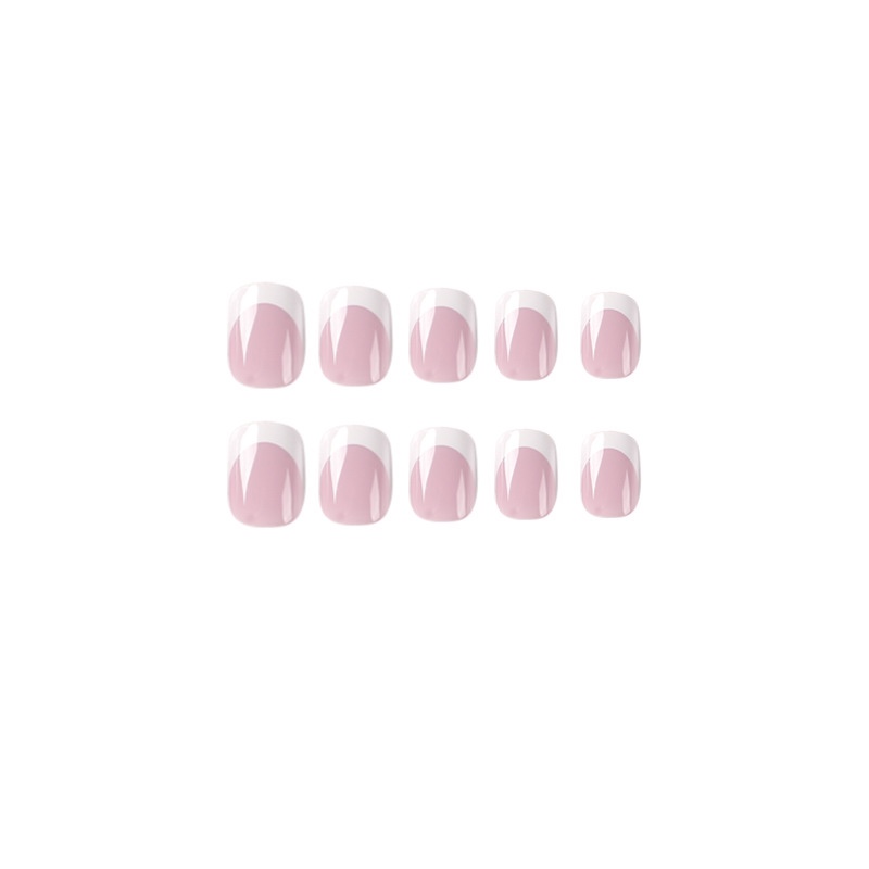 Classic square French Tip Short Nails