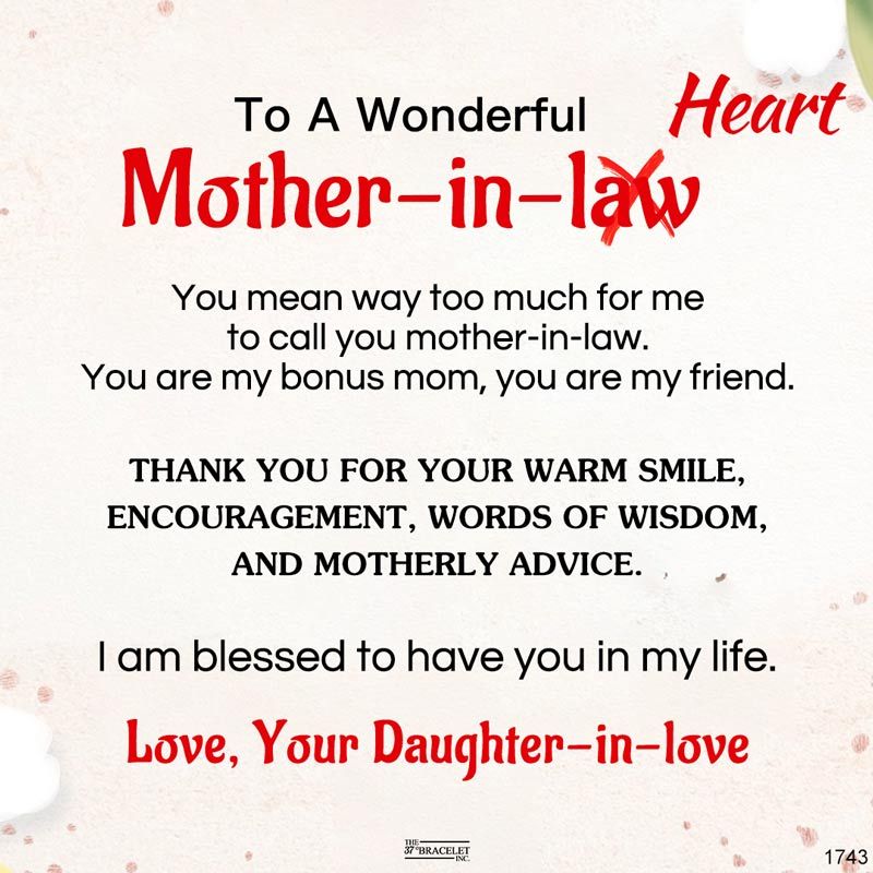 Mother-In-Law - Love, Your Daughter-In-Love Heart to Heart Bracelet