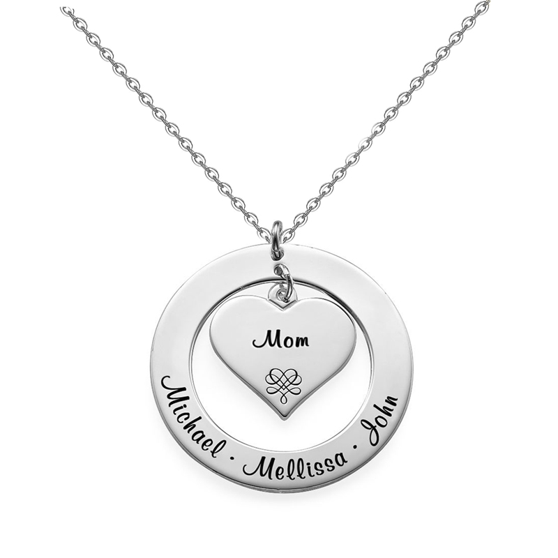 For Mother - We Love You Until Infinity Runs Out Heart Circle Custom Necklace