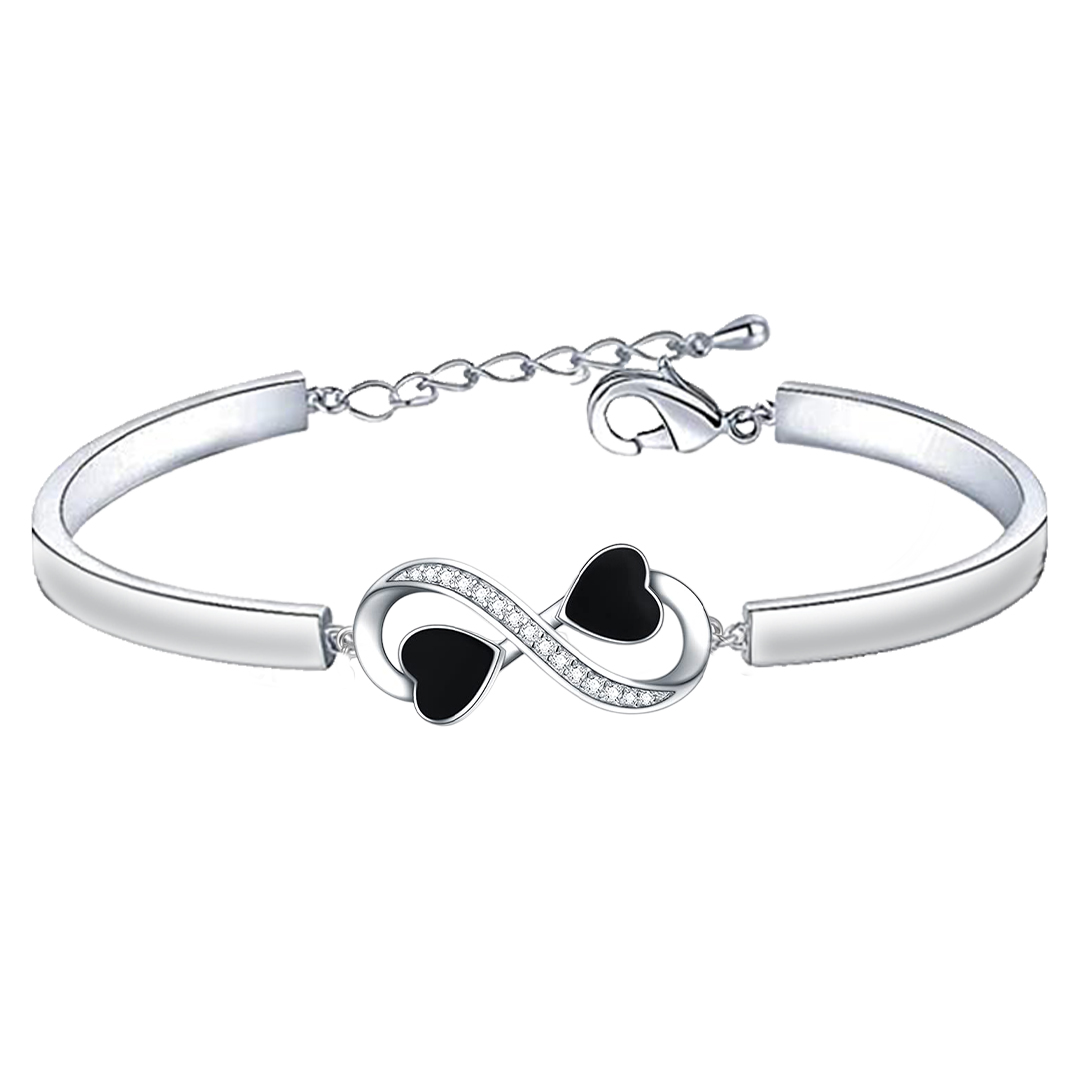 For Friend - I Love You Black Heart Bracelet