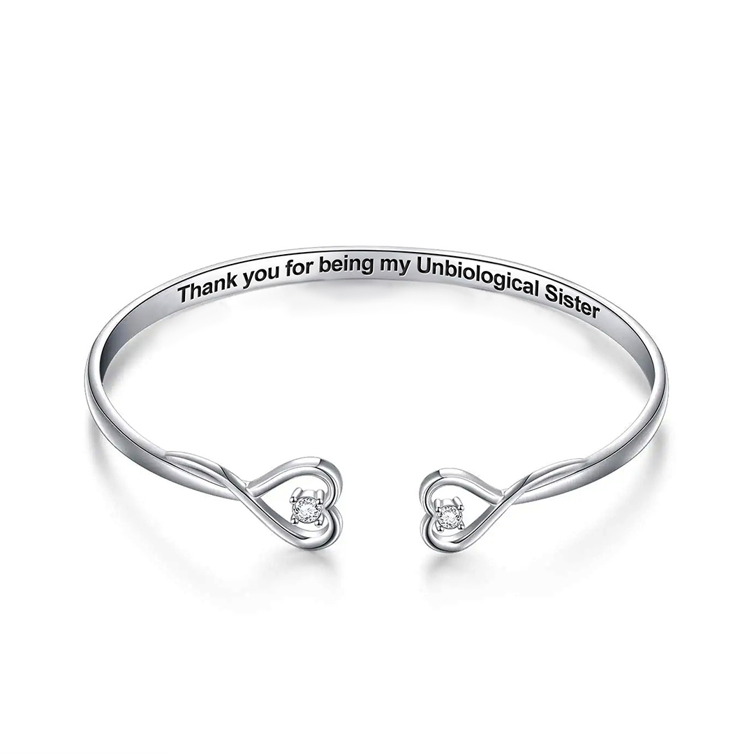 For Friend - Thank You For Being My Unbiological Sister Double Heart Bracelet