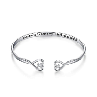 For Friend - Thank You For Being My Unbiological Sister Double Heart Bracelet