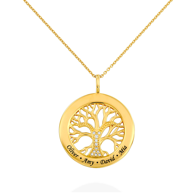 For Mother - A Mother Is The Family Root Custom Engraved Circle Family Tree Necklace