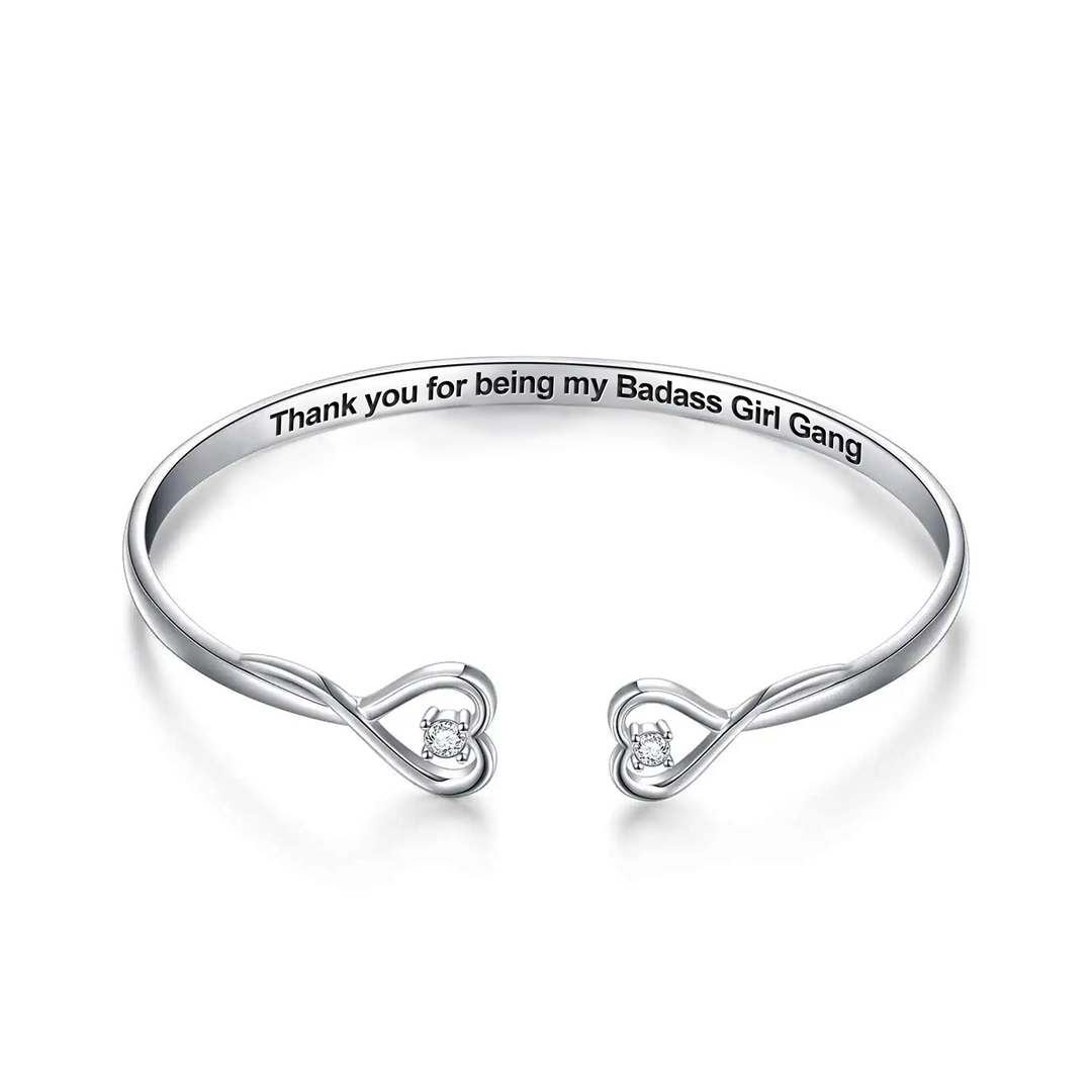 For Friend -Thank You For Being A Part Of My Badass Girl Gang Double Heart Bracelet