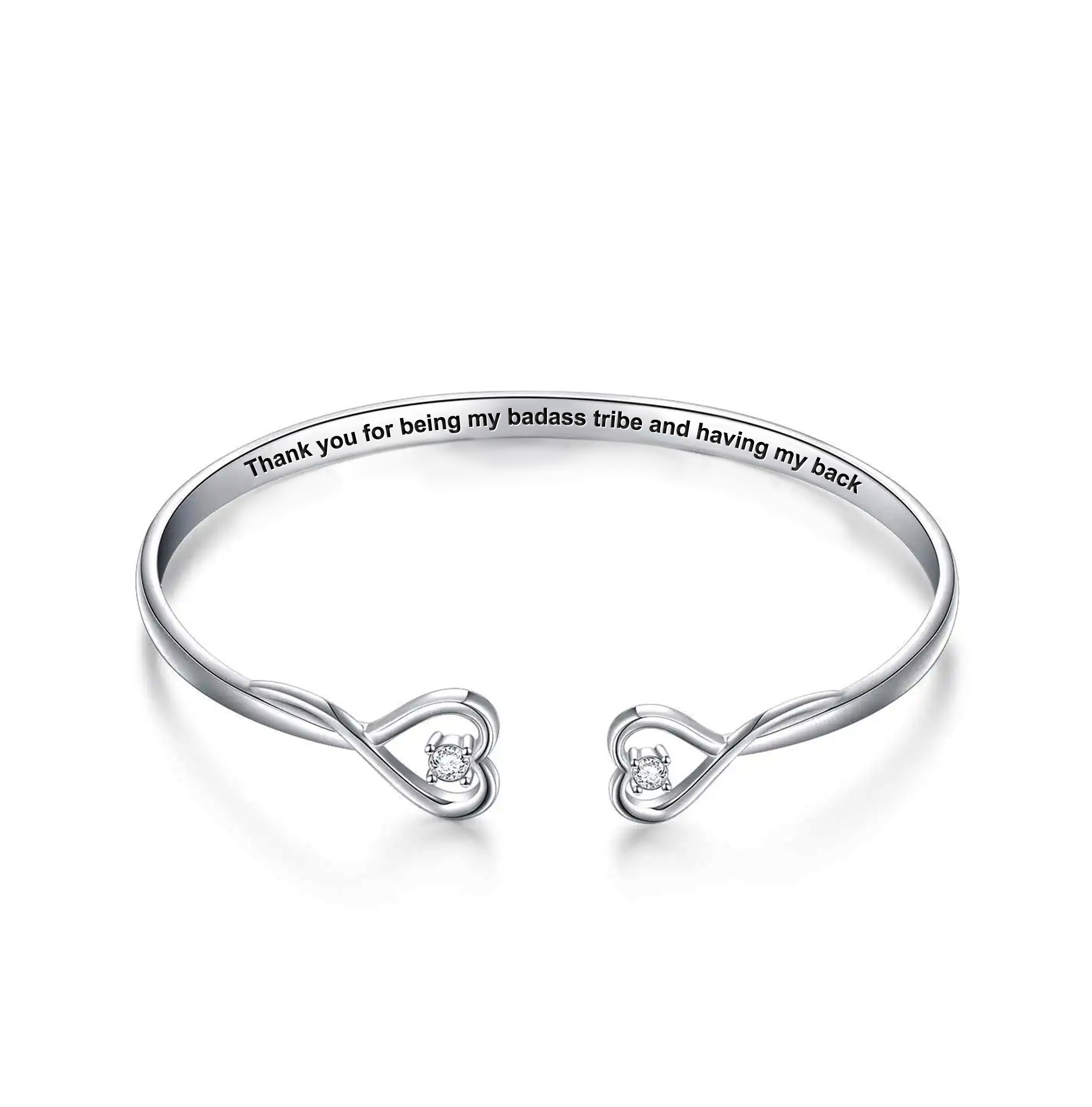 For Friend -Thank You For Being My Badass Tribe And Having My Back Double Heart Bracelet