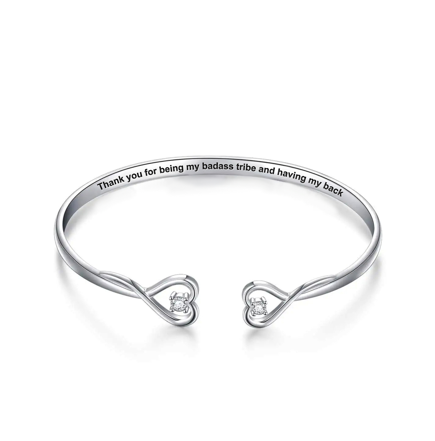 For Friend -Thank You For Being My Badass Tribe And Having My Back Double Heart Bracelet