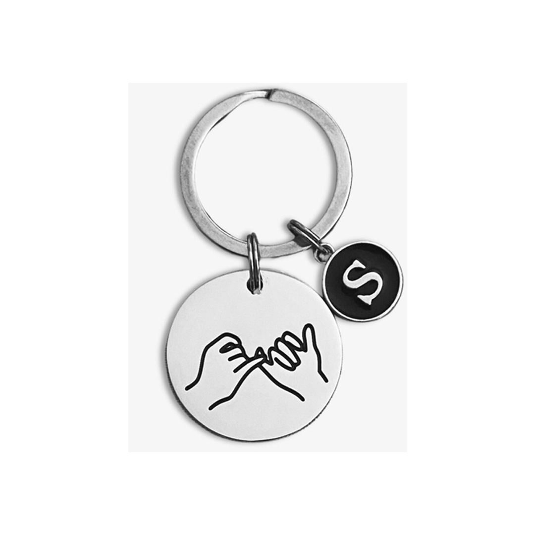 For Friend - The Bond Between Us Will Remain Forever Strong Pinky Promise Initial Keychain