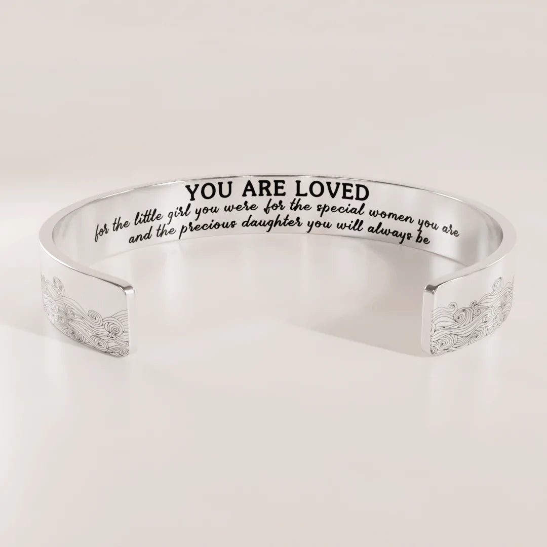 You Are Loved For The Precious Daughter You Will Always Be Wave Cuff Bracelet-37bracelet