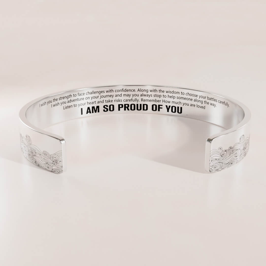 For Granddaughter - I Am So Proud Of You Wave Cuff Bracelet-37bracelet
