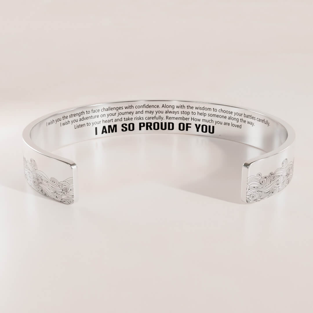 For Daughter - I Am So Proud Of You Wave Cuff Bracelet-37bracelet