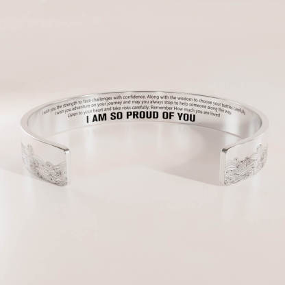 For Granddaughter - I Am So Proud Of You Wave Cuff Bracelet-37bracelet